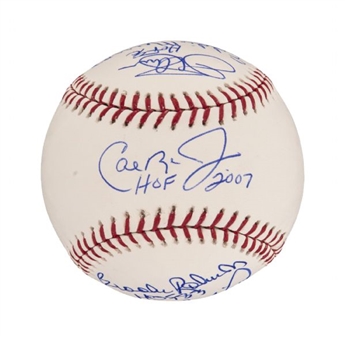Baltimore Orioles Legends Baseball Signed By Cal Ripken Jr, Eddie Murray, Frank Robinson, and Brooks Robinson